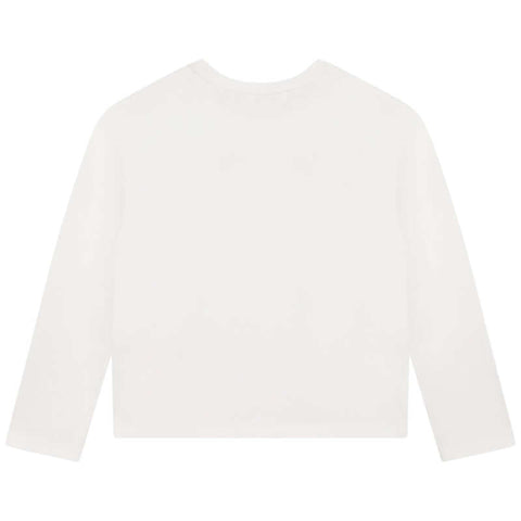 Chloe Girls White Flower Print Long Sleeve T-Shirt
