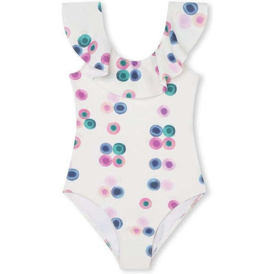 Girls White Fusion Swimming Costume