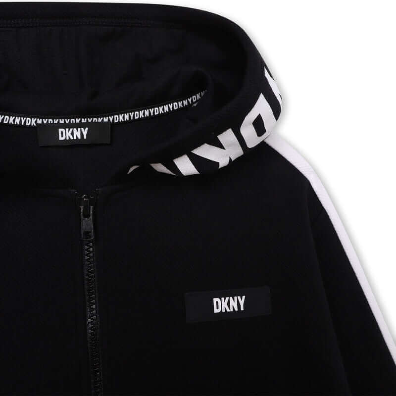 DKNY Boys Black & White Logo Hooded Hoodie