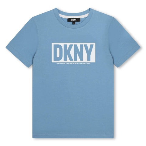 DKNY Boys Blue Bold Logo Cotton T-Shirt
