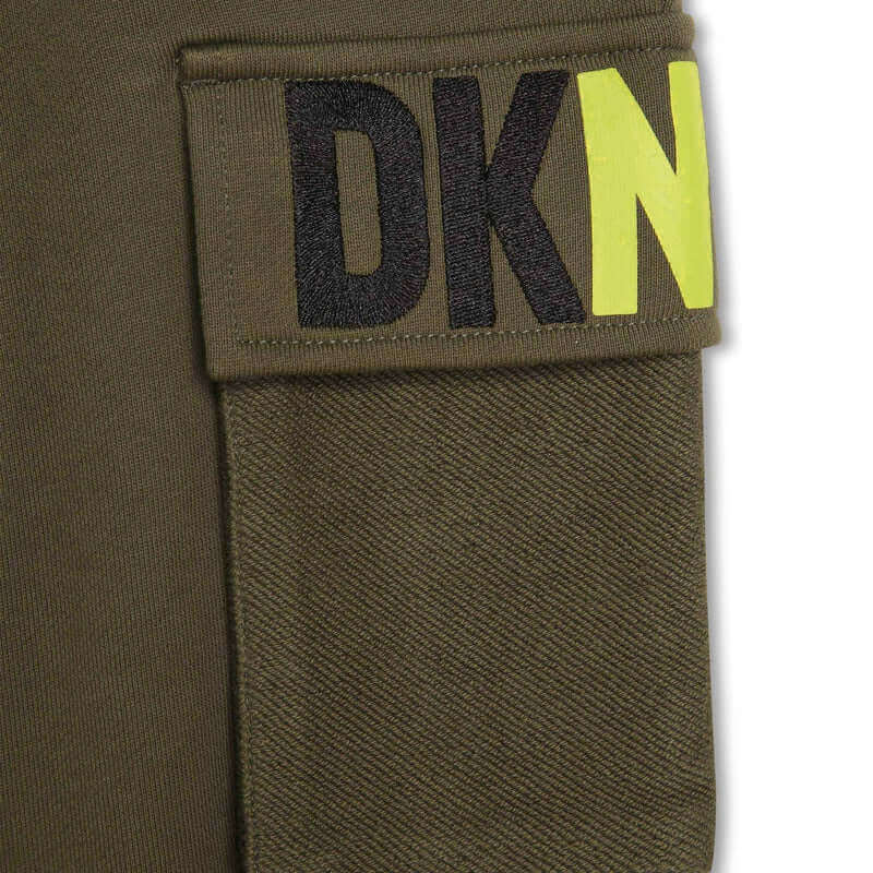 DKNY Boys Khaki Cotton Logo Jogging Bottoms
