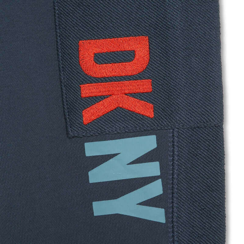 DKNY Boys Navy Multi Logo Jogging Bottoms