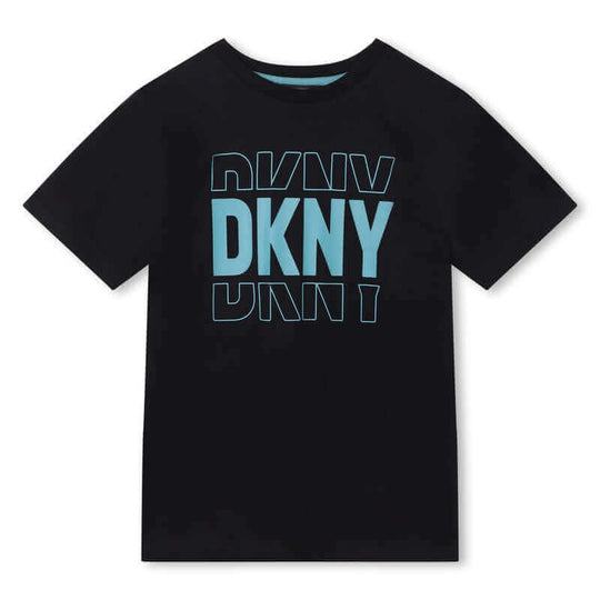 Boys Organic Black / Blue Logo T-Shirt