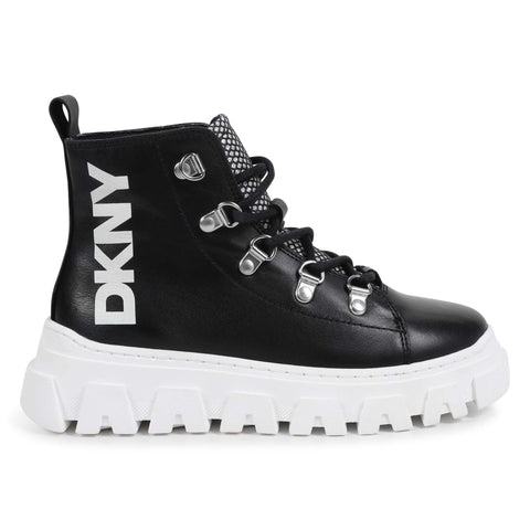 DKNY Girls Black Lace Up Ankle Boots