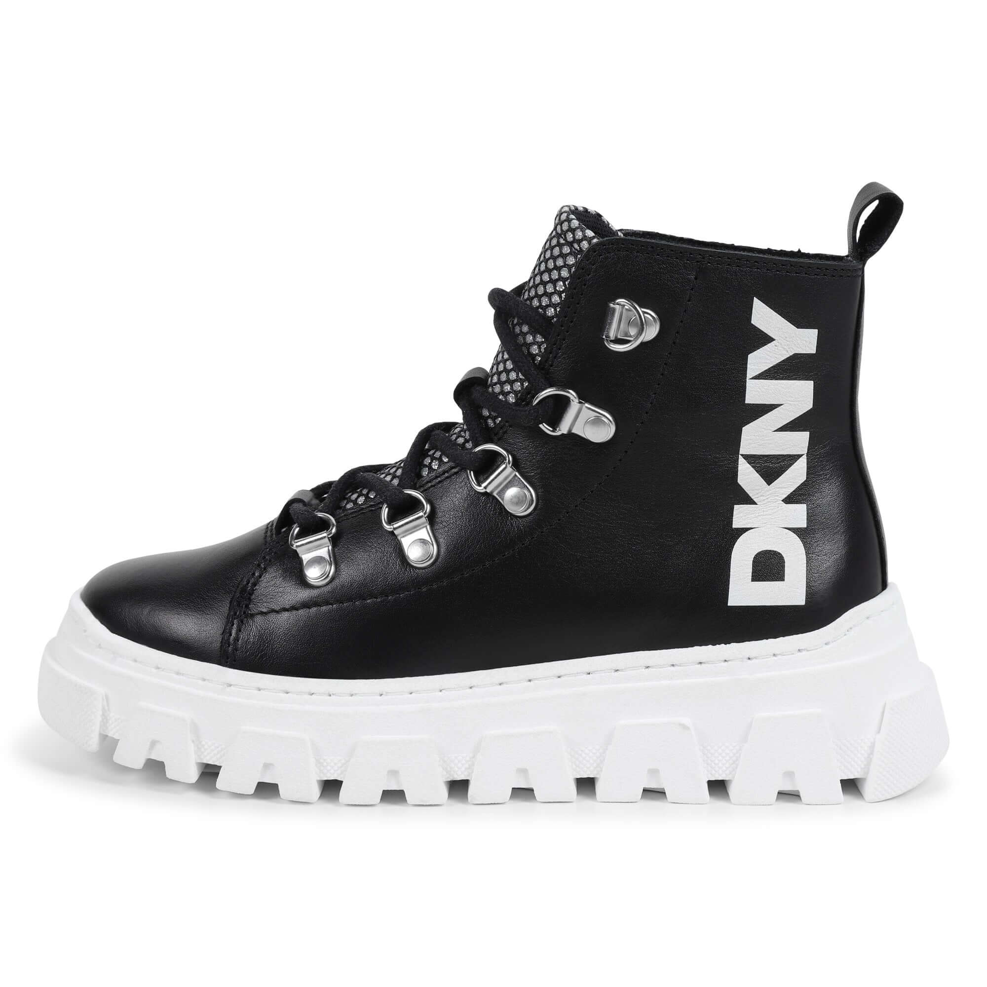 DKNY Girls Black Lace Up Ankle Boots