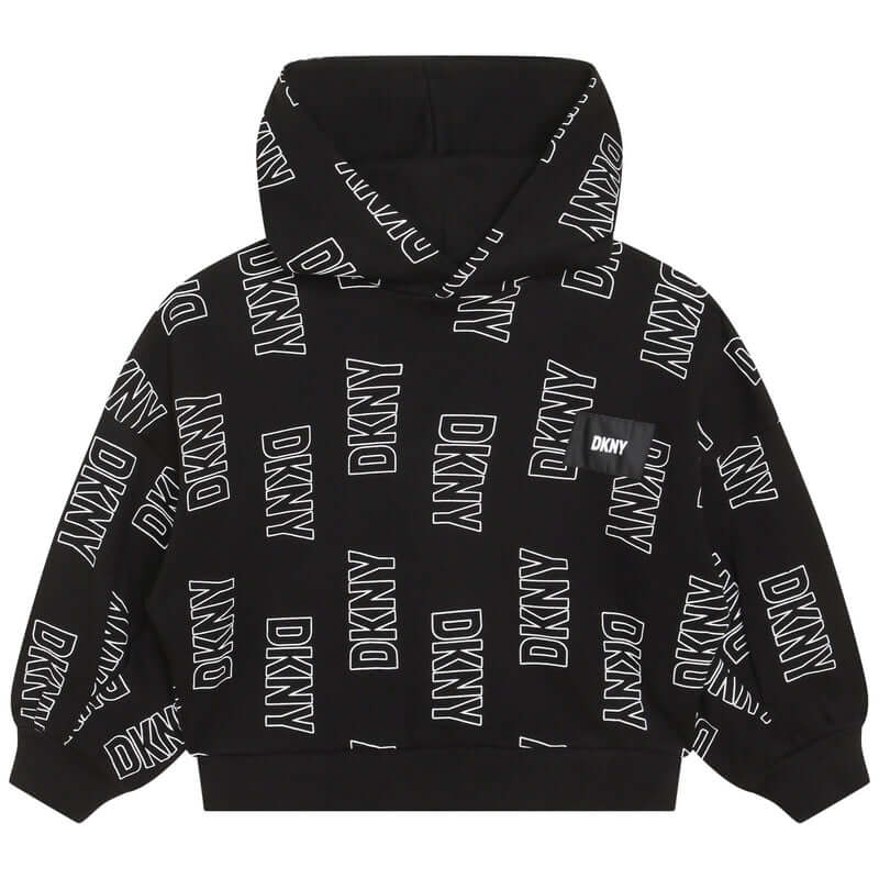 DKNY Girls Black Logo Hooded Sweatshirt