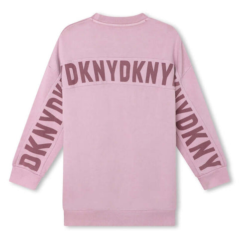 DKNY Girls Dusty Pink Long Sleeved Dress