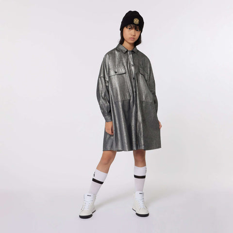 DKNY Girls Silver Denim Dress