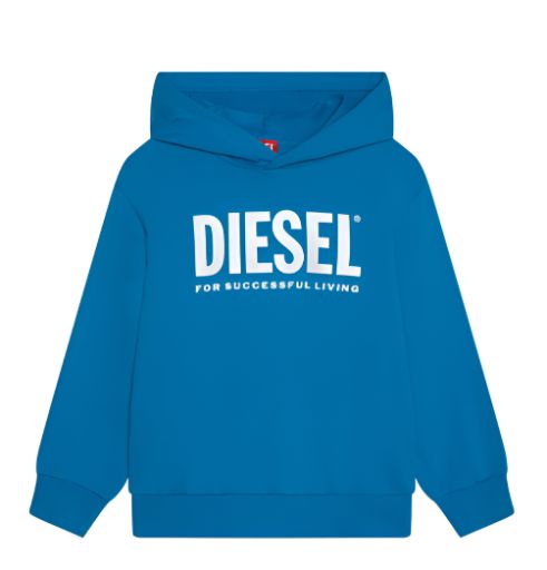 Diesel Boys Blue Cotton Logo Hoodie