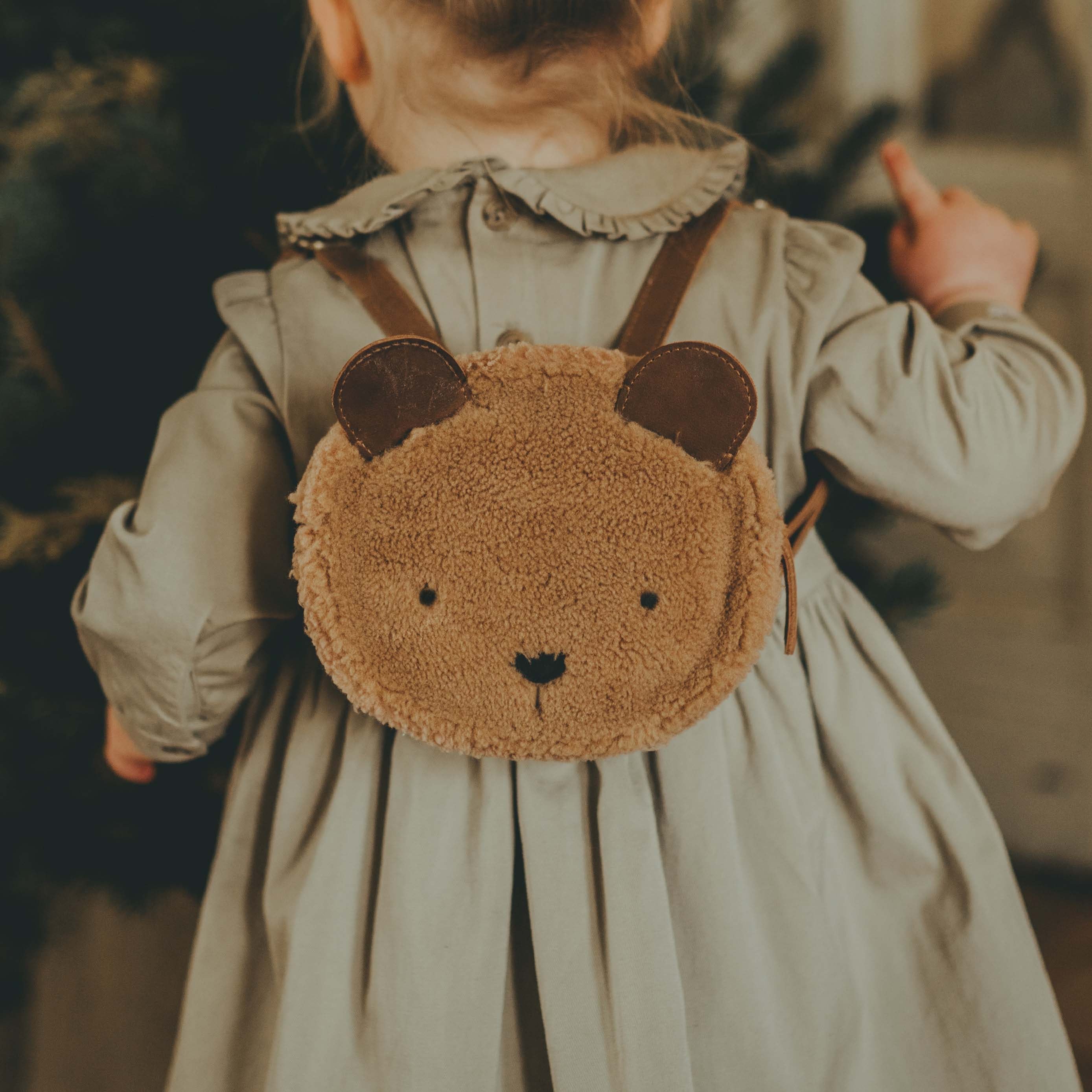 Donsje Girls Brown Pugi Bear Backpack