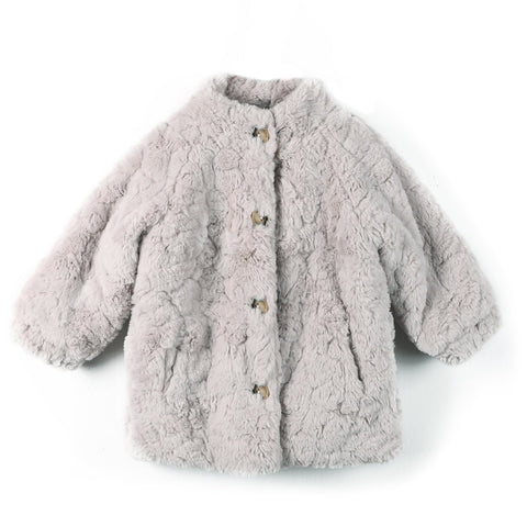 Donsje Girls Grey Faux Fur Mila Jacket