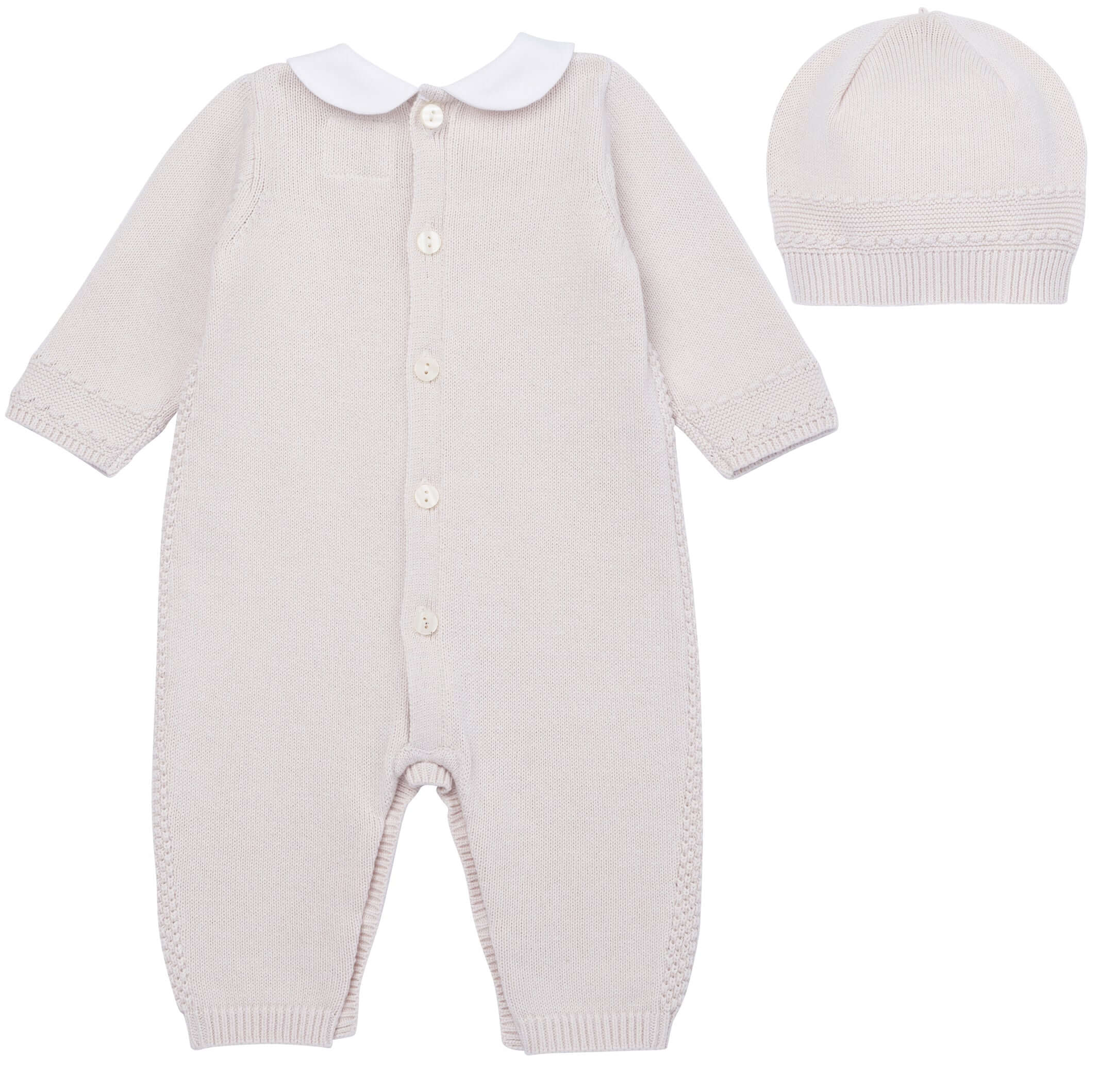 Emile Et Rose Baby Boys Beige Knitted Outfit & Hat