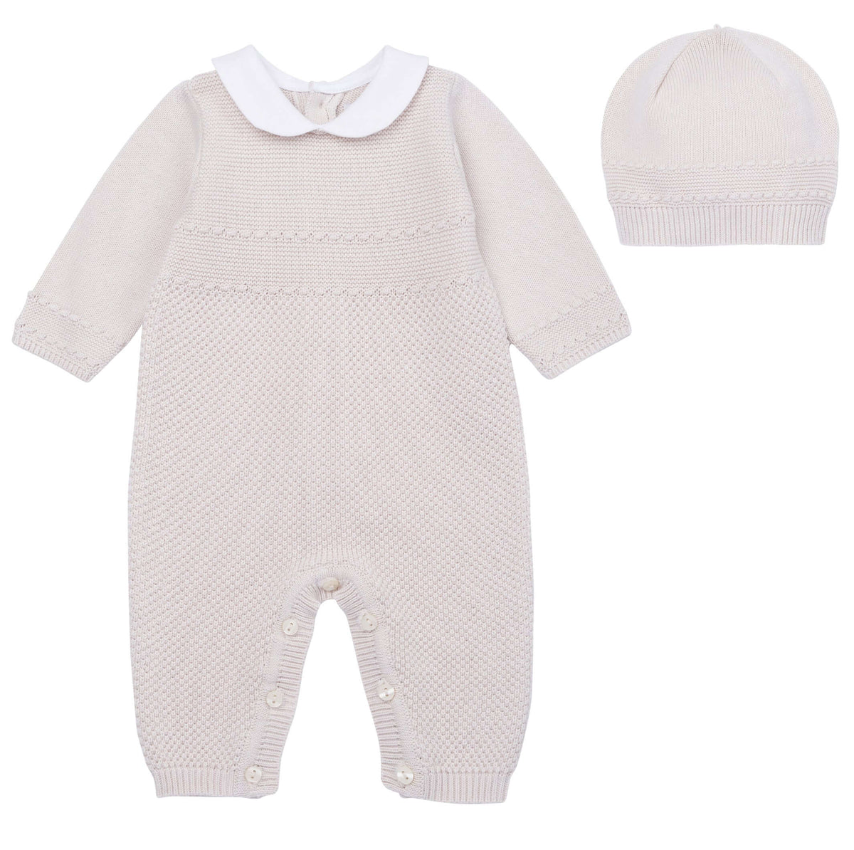 Emile Et Rose Baby Boys Beige Knitted Outfit & Hat