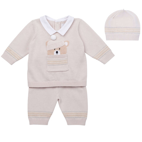 Emile Et Rose Baby Boys Beige Knitted Set