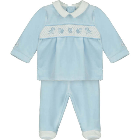 Baby Boys Blue Edgar Velour Set