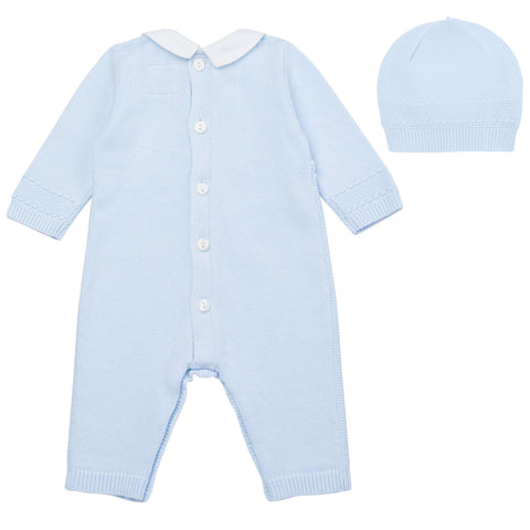 Emile Et Rose Baby Boys Blue Knitted Outfit & Hat