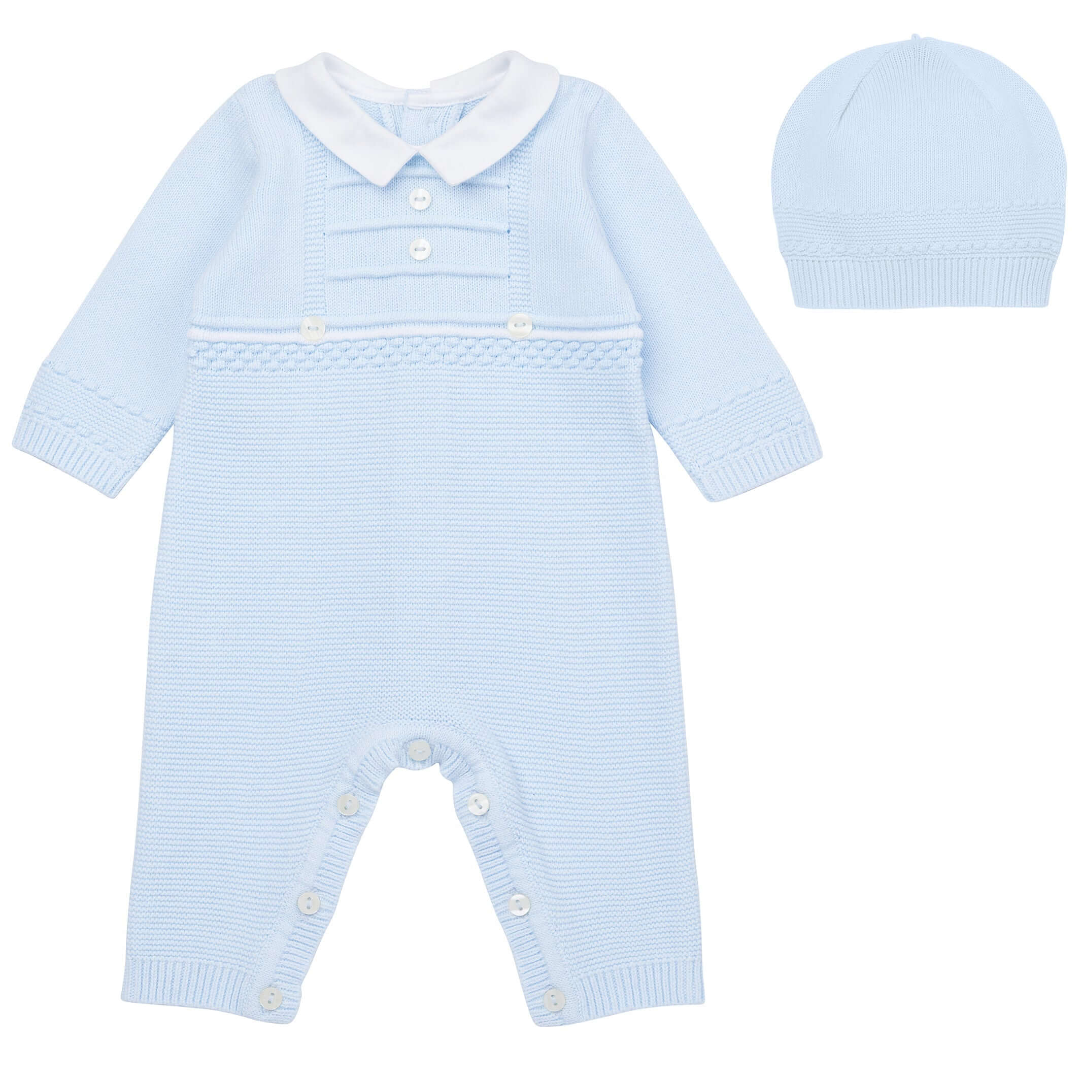 Emile Et Rose Baby Boys Blue Knitted Outfit & Hat