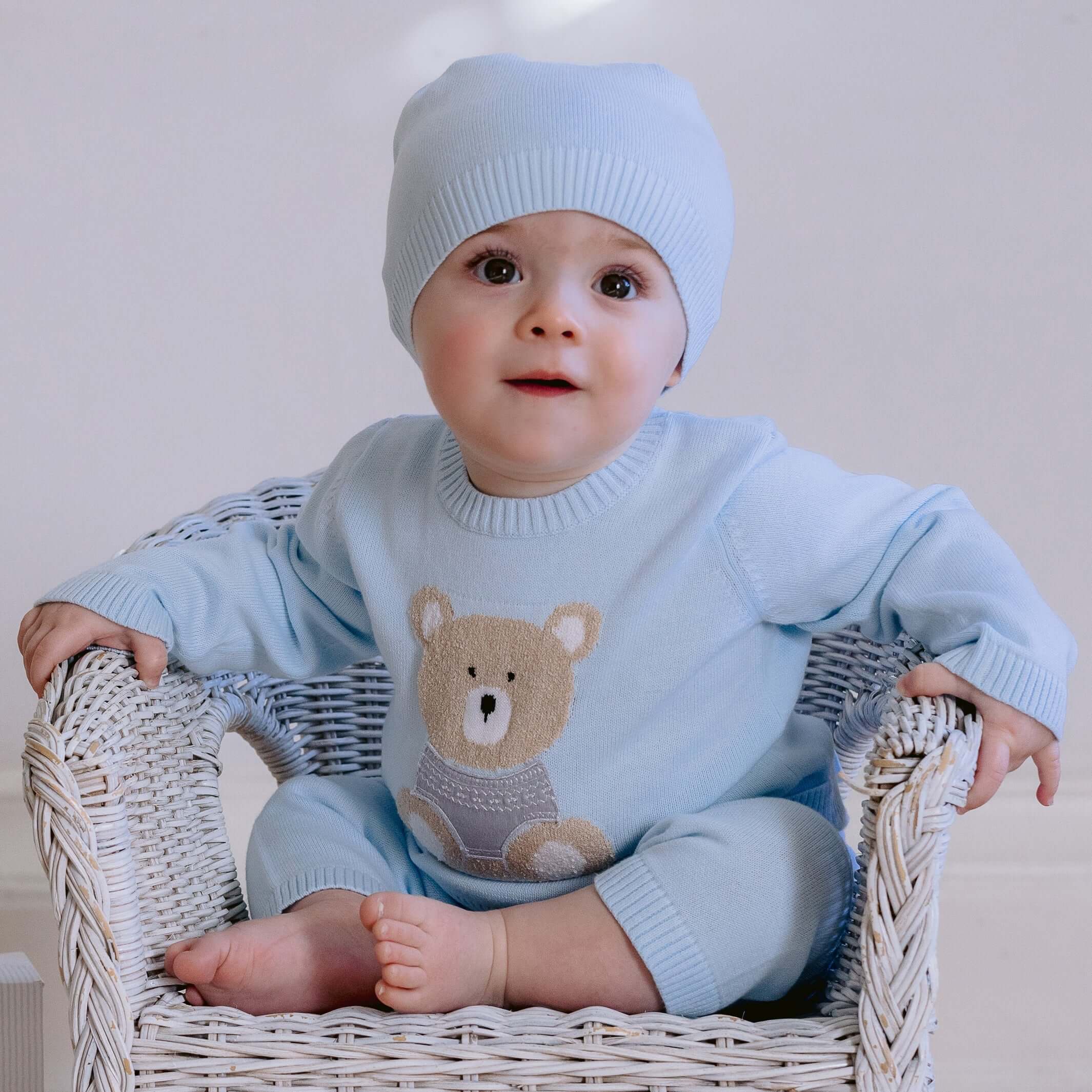 Emile Et Rose Baby Boys Enzo Blue Knitted Set with Hat