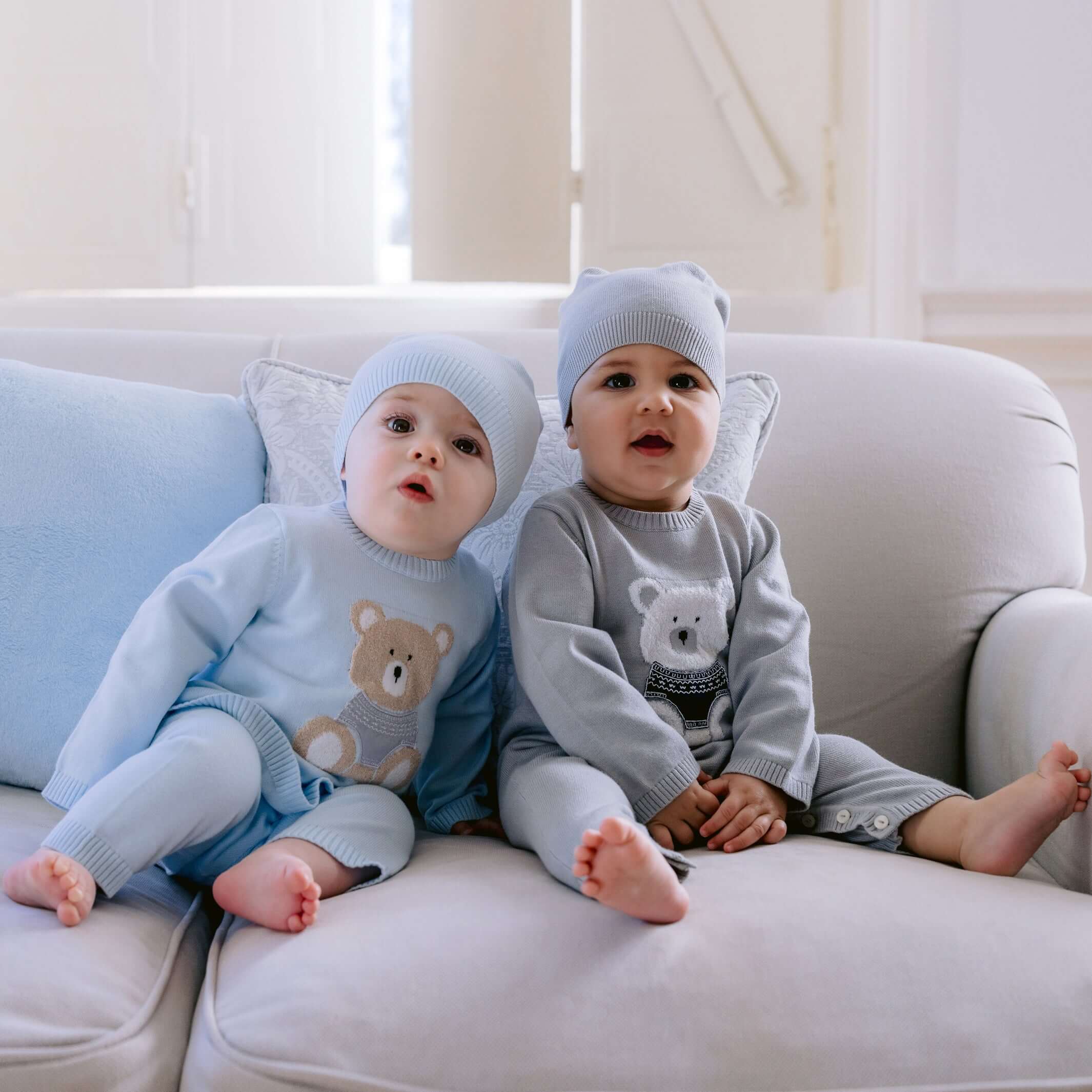 Emile Et Rose Baby Boys Enzo Blue Knitted Set with Hat