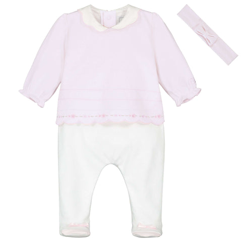 Emile Et Rose Baby Girls Pink Babygrow & Headband