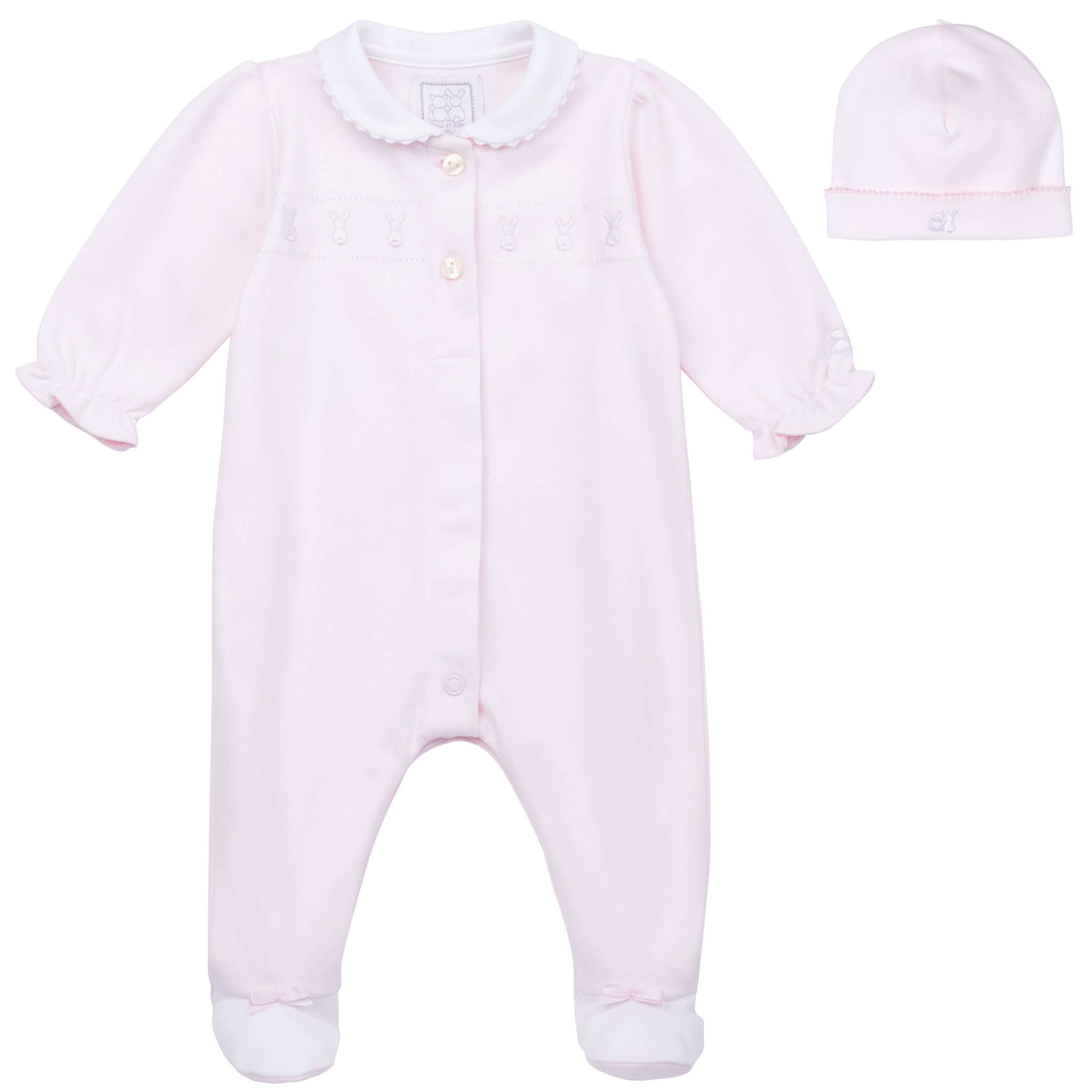 Emile Et Rose Baby Girls Pink Bunny Babygrow & Hat