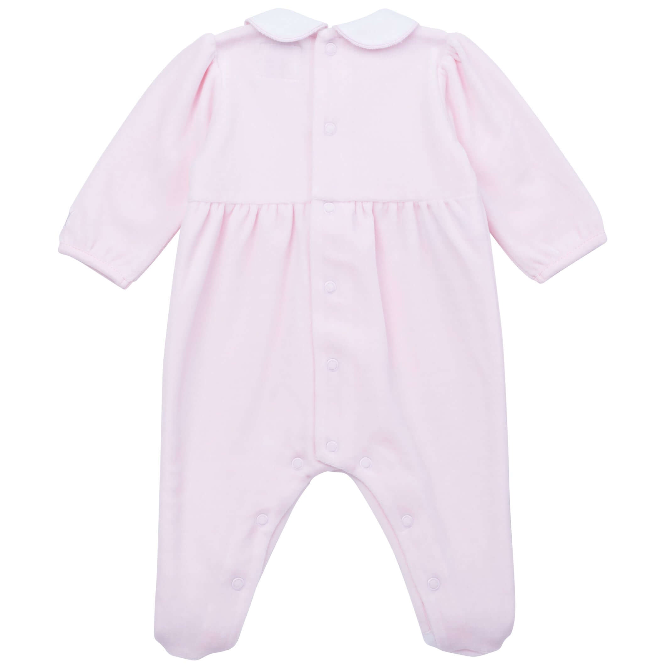 Emile Et Rose Baby Girls Pink Velour Babygrow