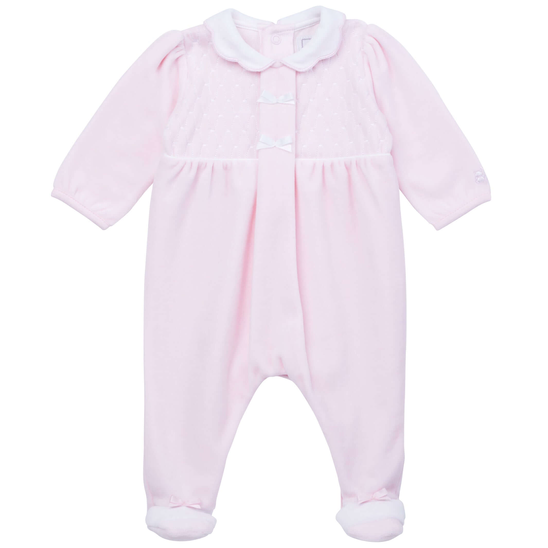 Emile Et Rose Baby Girls Pink Velour Babygrow