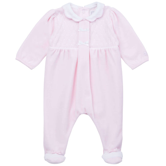 Baby Girls Pink Velour Babygrow