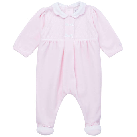 Emile Et Rose Baby Girls Pink Velour Babygrow