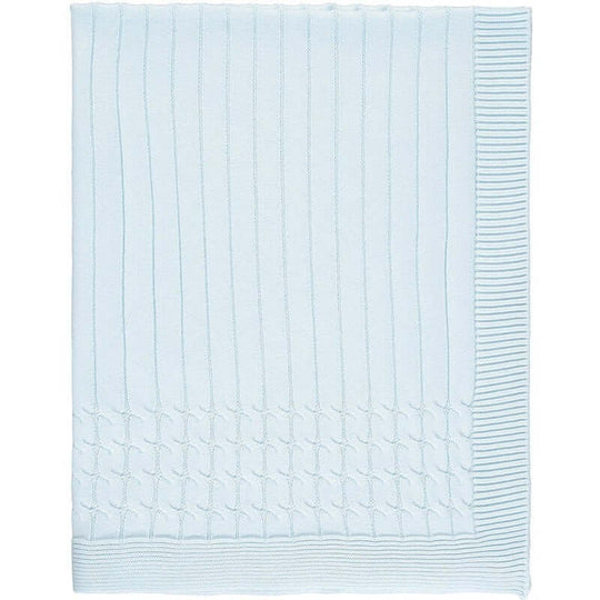 Boys Blue Cable Knit Knitted Blanket