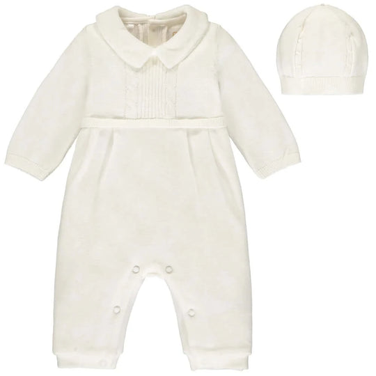 Boys Cream Langston Babygrow with Hat