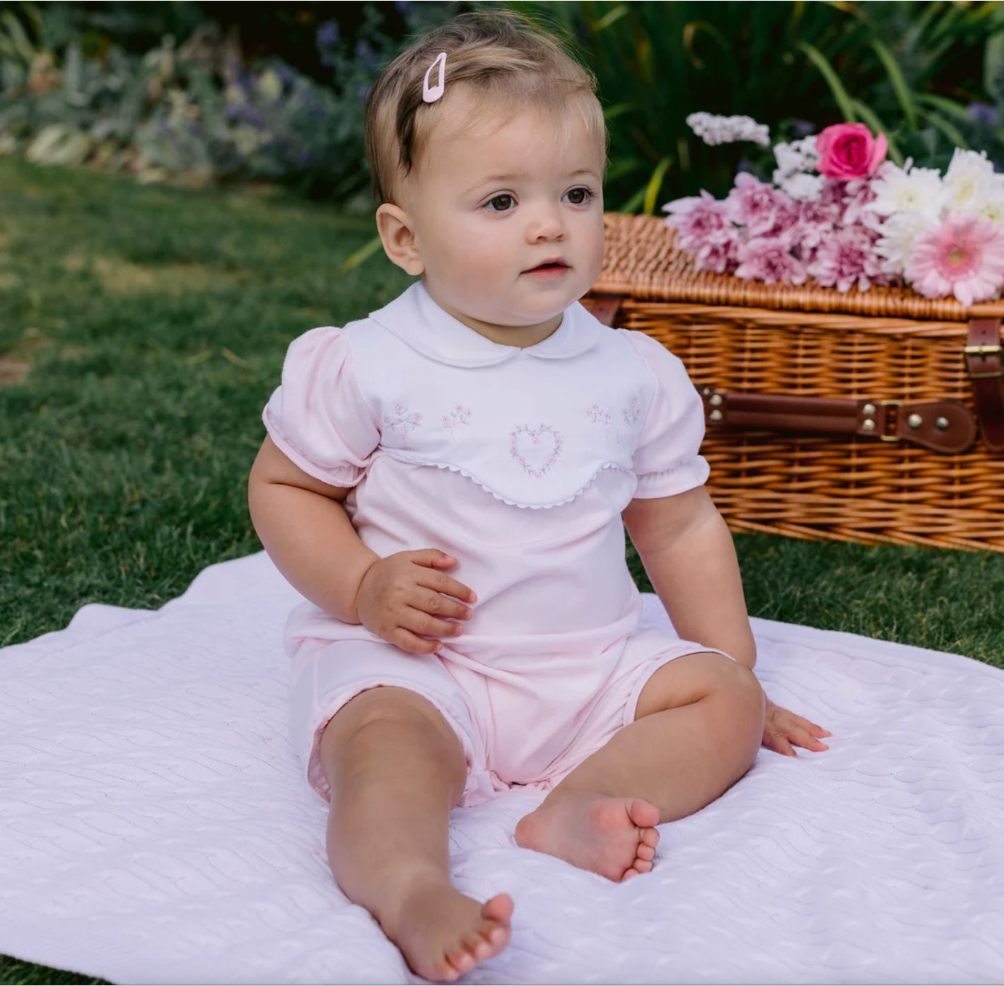 Girls Pink Freda Knitted Romper Liverpool