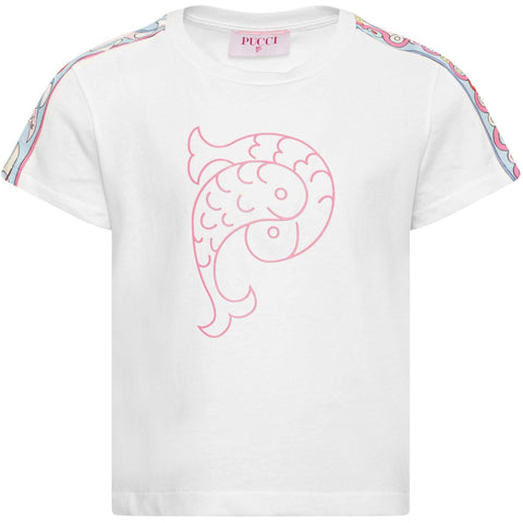 Emilio Pucci Girls Organic Ivory Fish T-shirt