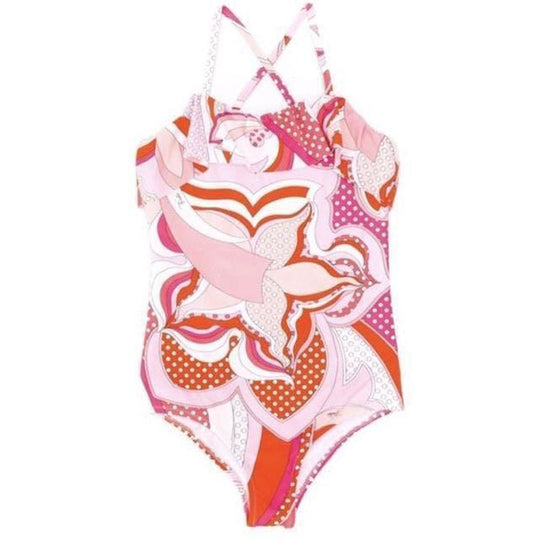 Girls Pink Colourful Swimsuit