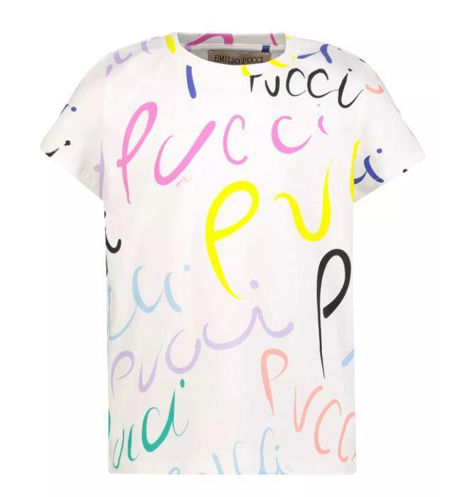 Emilio Pucci Girls all over print White T-Shirt