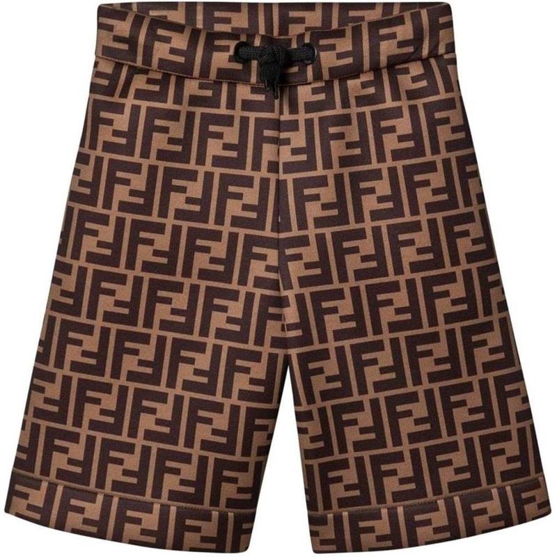 Fendi Boys Brown 'FF' Logo Shorts