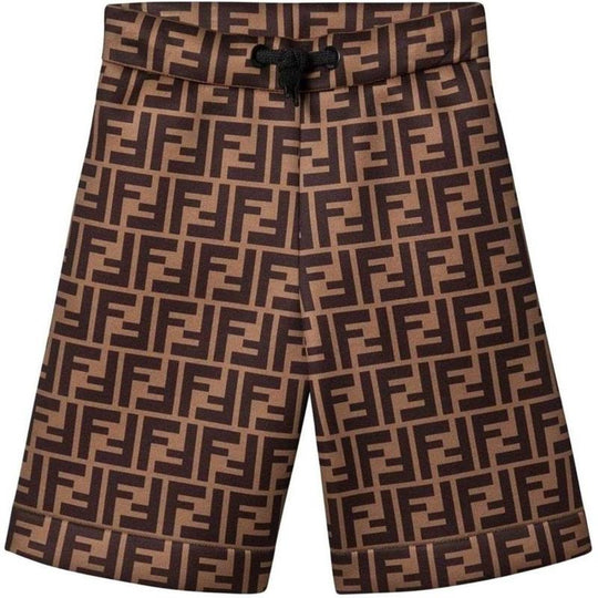 Boys Brown 'FF' Logo Shorts