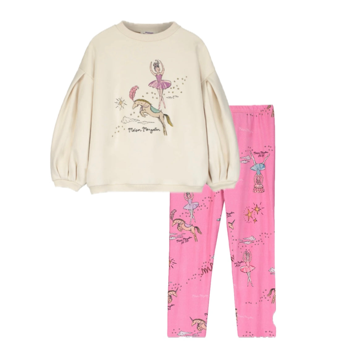 Maison Mangostan Girls Cream Ballerina Legging Set