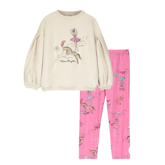 Girls Cream Ballerina Legging Set