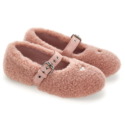 Girls Pink Teddy Buckle Ballerinas