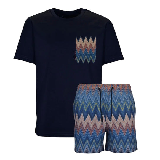 Boys Navy Zig Miami Chest Swim Set
