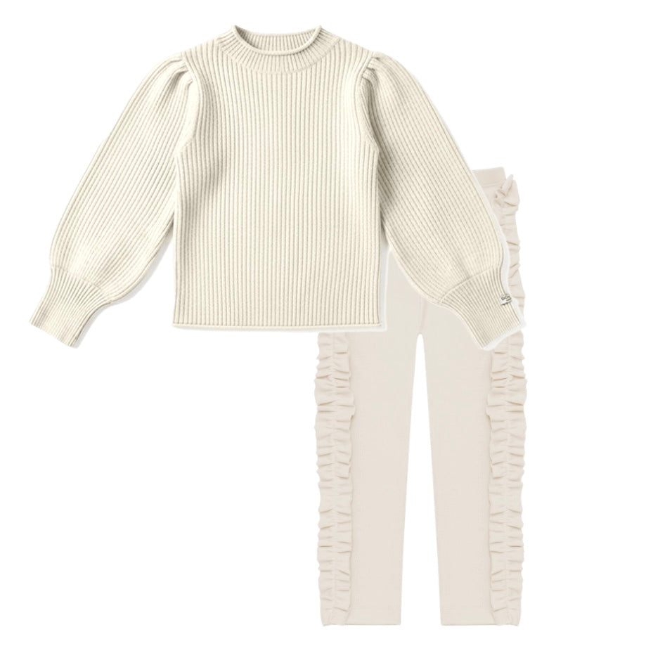 Donsje Girls Warm White Melange Ada Sweater