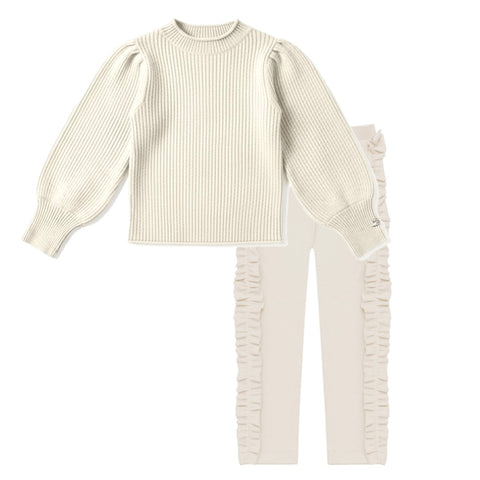 Donsje Girls Warm White Melange Ada Sweater