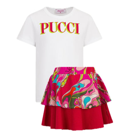 Girls Multicoloured Frill Skirt Set