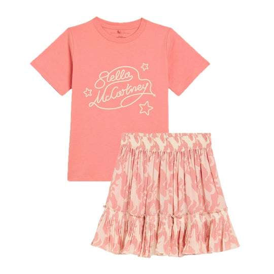 Girls Pink Horse Skirt Set