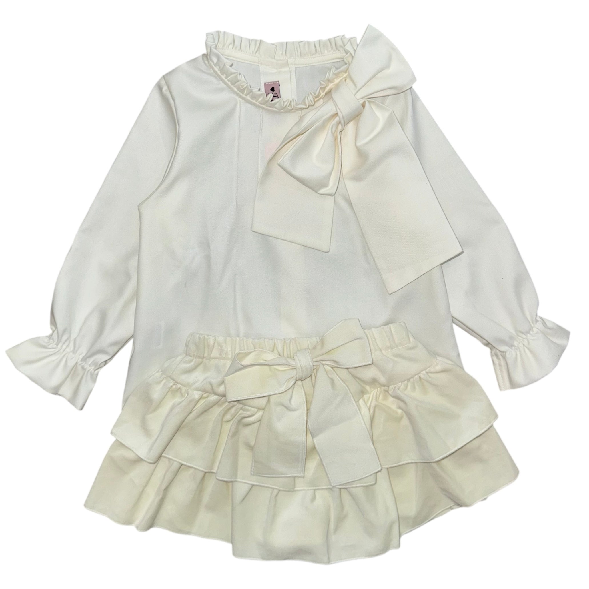 Phi Clothing Girls Cream Skort & Blouse Set