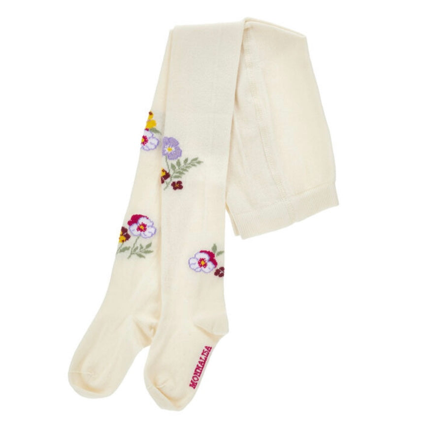 Monnalisa Girls Cream Floral Tights