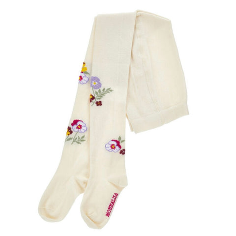 Monnalisa Girls Cream Floral Tights