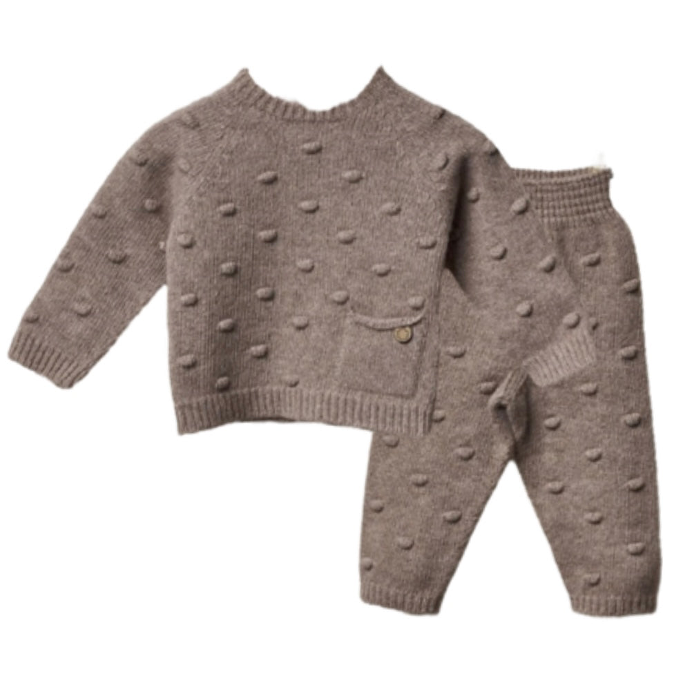 Wedoble Baby Boys Brown Knit Set