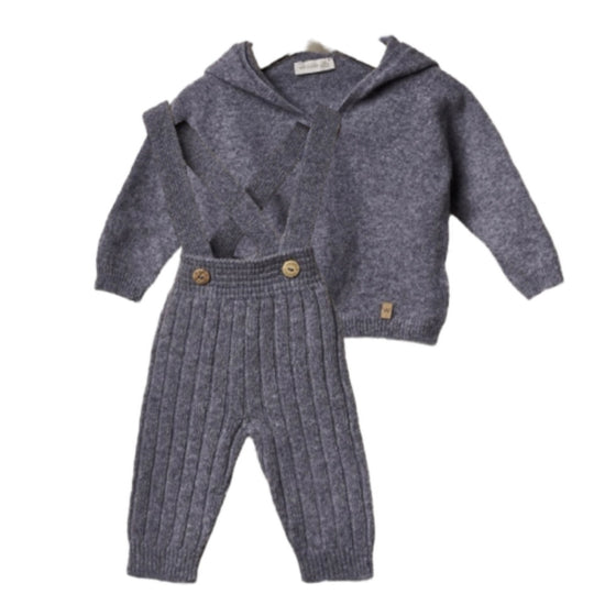Boys Grey Knit Tracksuit